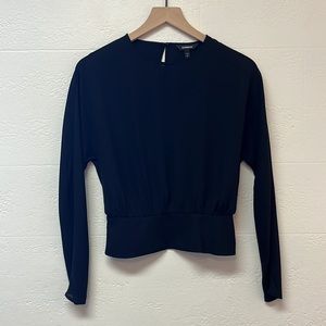 Like New Express black cropped long sleeve blouse XS